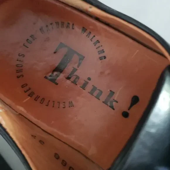 Think! Women's Vintage Punk Gothic Leather Lace-Up Shoes 7 Oxford Black Academia - Picture 4 of 8